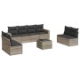 Garden furniture set 9 pieces and light gray synthetic rattan cushions by , Modular outdoor sofas - Ref: Foro24-3251199, Pric...