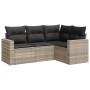 Garden sofa set 4 pieces with gray synthetic rattan cushions by , Modular outdoor sofas - Ref: Foro24-3251249, Price: 327,53 ...