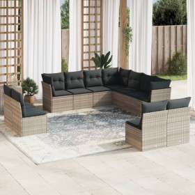 Garden sofa set 11 pieces and gray synthetic rattan cushions by , Garden sets - Ref: Foro24-3217822, Price: 764,76 €, Discoun...