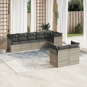 Garden sofa set 8 pieces and gray synthetic rattan cushions by , Garden sets - Ref: Foro24-3217912, Price: 610,99 €, Discount: %