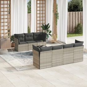 Garden sofa set 8 pieces and gray synthetic rattan cushions by , Garden sets - Ref: Foro24-3217282, Price: 582,99 €, Discount: %