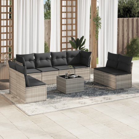 Gartenmöbel-Set 9-teilig mit Kissen aus hellem grauem Kunst-Rattan. von , Gartensets - Ref: Foro24-3217462, Preis: 604,12 €, ...