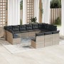 Set of garden sofas with 13 pieces of gray synthetic rattan cushions by , Garden sets - Ref: Foro24-3218392, Price: 867,00 €,...