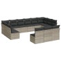 Set of garden sofas with 13 pieces of gray synthetic rattan cushions by , Garden sets - Ref: Foro24-3218392, Price: 867,00 €,...