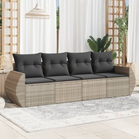 Garden sofa set 4 pieces with gray synthetic rattan cushions by , Garden sets - Ref: Foro24-3253419, Price: 331,66 €, Discoun...