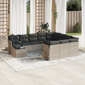 Garden sofa set 11 pieces and gray synthetic rattan cushions by , Garden sets - Ref: Foro24-3218262, Price: 772,44 €, Discoun...