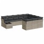 Garden sofa set 11 pieces and gray synthetic rattan cushions by , Garden sets - Ref: Foro24-3218262, Price: 772,44 €, Discoun...