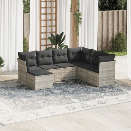 Gartensofa-Set, 7-teilig, mit Kissen, aus hellem grauem PE-Rattan. von , Gartensets - Ref: Foro24-3217992, Preis: 494,36 €, R...