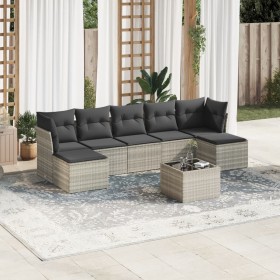 Garden sofa set 8 pieces and gray synthetic rattan cushions by , Garden sets - Ref: Foro24-3218042, Price: 513,72 €, Discount: %