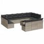 Outdoor garden furniture set with 14 pieces and light gray synthetic rattan cushions. by , Garden sets - Ref: Foro24-3218402,...