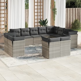 Garden sofa set 12 pieces and gray synthetic rattan cushions by , Garden sets - Ref: Foro24-3218532, Price: 973,71 €, Discoun...