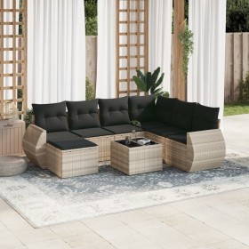 Garden sofa set 8 pieces and gray synthetic rattan cushions by , Garden sets - Ref: Foro24-3254049, Price: 594,55 €, Discount: %