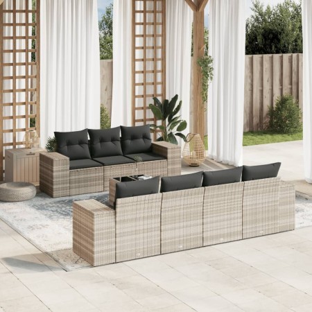 Gartensofagarnitur 8-teilig mit grauen Polstern aus synthetischem Rattan von , Gartensets - Ref: Foro24-3254669, Preis: 644,1...