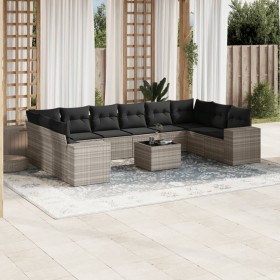 Garden sofa set 11 pieces and gray synthetic rattan cushions by , Garden sets - Ref: Foro24-3255419, Price: 836,15 €, Discoun...