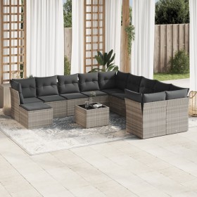 Garden sofa set 12 pieces and gray synthetic rattan cushions by , Garden sets - Ref: Foro24-3218622, Price: 821,75 €, Discoun...