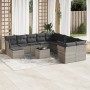 Garden sofa set 12 pieces and gray synthetic rattan cushions by , Garden sets - Ref: Foro24-3218622, Price: 818,99 €, Discoun...