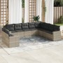 Gartensofa-Set, 10-teilig, mit Kissen, aus hellem grauen Kunststoff-Rattan. von , Gartensets - Ref: Foro24-3219162, Preis: 74...