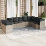 Set of 10-piece garden sofas with light gray synthetic rattan cushions by , Garden sets - Ref: Foro24-3217862, Price: 743,94 ...