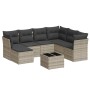 Garden sofa set 8 pieces and gray synthetic rattan cushions by , Garden sets - Ref: Foro24-3218002, Price: 547,30 €, Discount: %