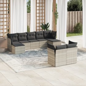 Garden furniture set 9 pieces and light gray synthetic rattan cushions by , Garden sets - Ref: Foro24-3218312, Price: 641,86 ...