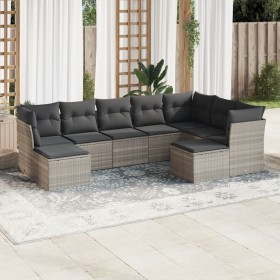 Set muebles jardín 9 pzas y cojines ratán sintético gris claro de , Conjuntos de jardín - Ref: Foro24-3218572, Precio: 608,99...