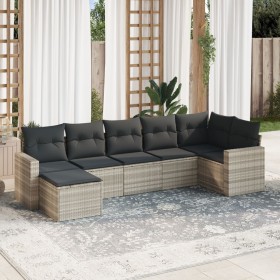 7-piece garden sofa set with light gray PE rattan cushions by , Garden sets - Ref: Foro24-3219272, Price: 485,04 €, Discount: %