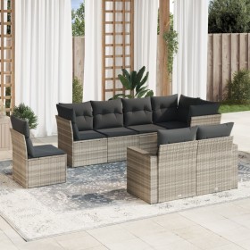 Garden sofa set 8 pieces and gray synthetic rattan cushions by , Garden sets - Ref: Foro24-3219232, Price: 592,99 €, Discount: %