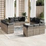 Garden sofa set 12 pieces and gray synthetic rattan cushions by , Garden sets - Ref: Foro24-3217332, Price: 987,54 €, Discoun...