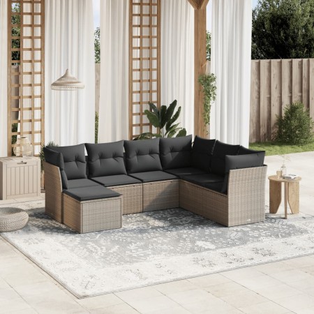 Gartensofagarnitur 7-teilig mit Polstern, helles graues PE-Rattan von , Gartensets - Ref: Foro24-3263218, Preis: 498,92 €, Ra...