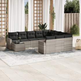 Set de sofás de jardín 11 pzas y cojines ratán sintético gris de , Sofás modulares de exterior - Ref: Foro24-3251869, Precio:...