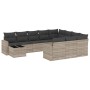 Set de sofás de jardín 11 pzas y cojines ratán sintético gris de , Sofás modulares de exterior - Ref: Foro24-3251869, Precio:...