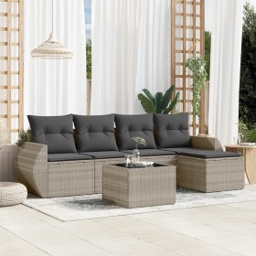 Garden sofa set 6 pieces and gray synthetic rattan cushions by , Garden sets - Ref: Foro24-3253639, Price: 440,17 €, Discount: %