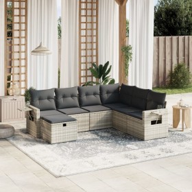 7-piece garden sofa set with light gray PE rattan cushions by , Garden sets - Ref: Foro24-3263838, Price: 497,87 €, Discount: %