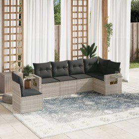 Garden sofa set 6 pieces and gray synthetic rattan cushions by , Garden sets - Ref: Foro24-3220231, Price: 442,81 €, Discount: %