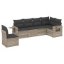 Garden sofa set 6 pieces and gray synthetic rattan cushions by , Garden sets - Ref: Foro24-3220231, Price: 440,61 €, Discount: %