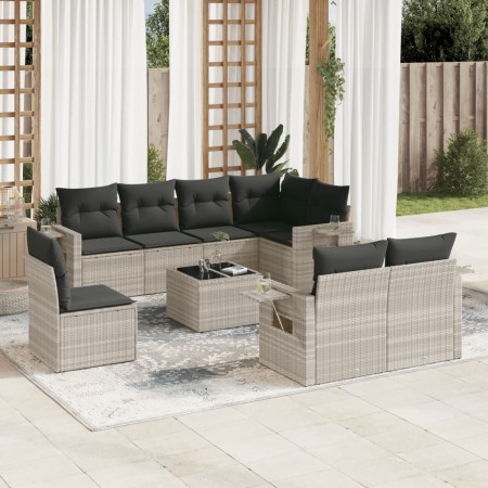 Gartenmöbel-Set 9-teilig mit Kissen aus hellem grauem Kunst-Rattan. von , Gartensets - Ref: Foro24-3220451, Preis: 658,31 €, ...