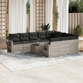 Gartensofagarnitur 11-teilig mit grauen Polstern aus synthetischem Rattan von , Gartensets - Ref: Foro24-3220701, Preis: 769,...