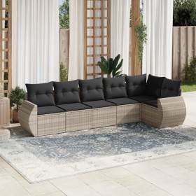 Garden sofa set 6 pieces and gray synthetic rattan cushions by , Garden sets - Ref: Foro24-3221391, Price: 459,00 €, Discount: %