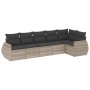 Garden sofa set 6 pieces and gray synthetic rattan cushions by , Garden sets - Ref: Foro24-3221391, Price: 455,44 €, Discount: %