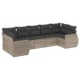 Gartensofa-Set, 7-teilig, mit Kissen, aus hellem grauem PE-Rattan. von , Modulare Sofas für den Außenbereich - Ref: Foro24-32...