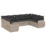 Set muebles jardín 9 pzas y cojines ratán sintético gris claro de , Sofás modulares de exterior - Ref: Foro24-3221801, Precio...