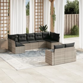 Garden furniture set 9 pieces and light gray synthetic rattan cushions by , Garden sets - Ref: Foro24-3219412, Price: 651,89 ...