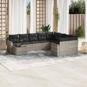 Set of 10-piece garden sofas with light gray synthetic rattan cushions by , Garden sets - Ref: Foro24-3219452, Price: 703,99 ...