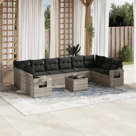 Garden sofa set 11 pieces and gray synthetic rattan cushions by , Garden sets - Ref: Foro24-3253019, Price: 819,25 €, Discoun...