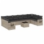 Garden sofa set 11 pieces and gray synthetic rattan cushions by , Garden sets - Ref: Foro24-3253019, Price: 821,99 €, Discoun...