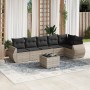 7-piece garden sofa set with light gray PE rattan cushions by , Garden sets - Ref: Foro24-3221401, Price: 512,56 €, Discount: %