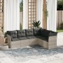 Garden sofa set 6 pieces and gray synthetic rattan cushions by , Garden sets - Ref: Foro24-3217682, Price: 443,21 €, Discount: %