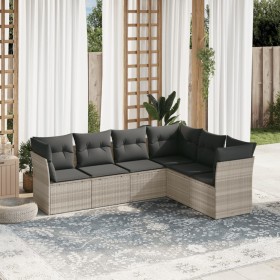 Garden sofa set 6 pieces and gray synthetic rattan cushions by , Garden sets - Ref: Foro24-3217682, Price: 443,99 €, Discount: %