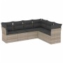 Gartensofagarnitur 6-teilig mit grauen Polstern aus synthetischem Rattan von , Gartensets - Ref: Foro24-3217682, Preis: 445,0...