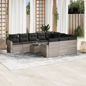 Garden sofa set 11 pieces and gray synthetic rattan cushions by , Garden sets - Ref: Foro24-3219492, Price: 763,13 €, Discoun...